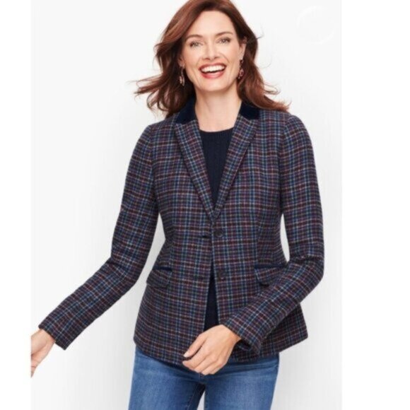 Talbots Jackets & Blazers - NWT Talbots Mistletoe Plaid Shetland Wool Single Breasted Blazer
